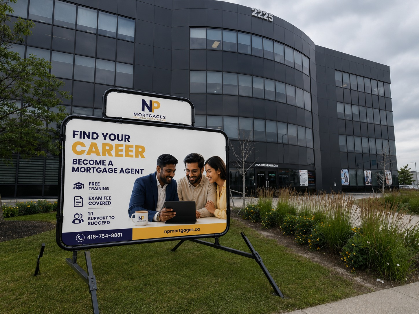 NP Mortgages office signage at 2225 Markham Road