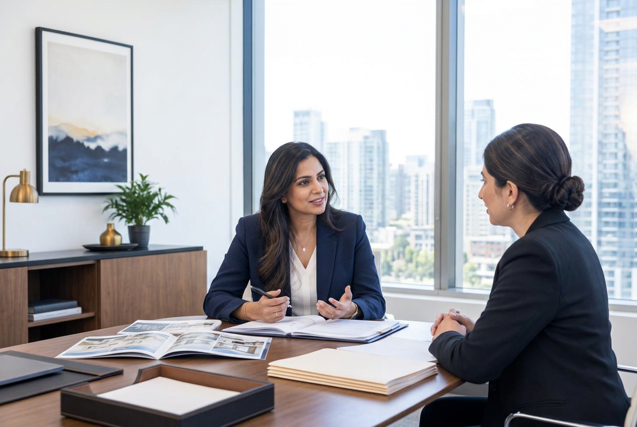 Mortgage advisors discussing a client's options